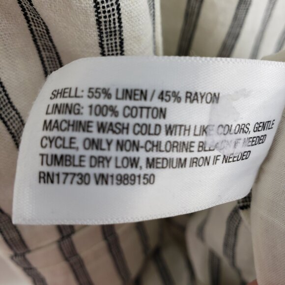a new day Striped Button Front Sun Dress XL Linen Blend Mini Cream Black - Picture 11 of 11